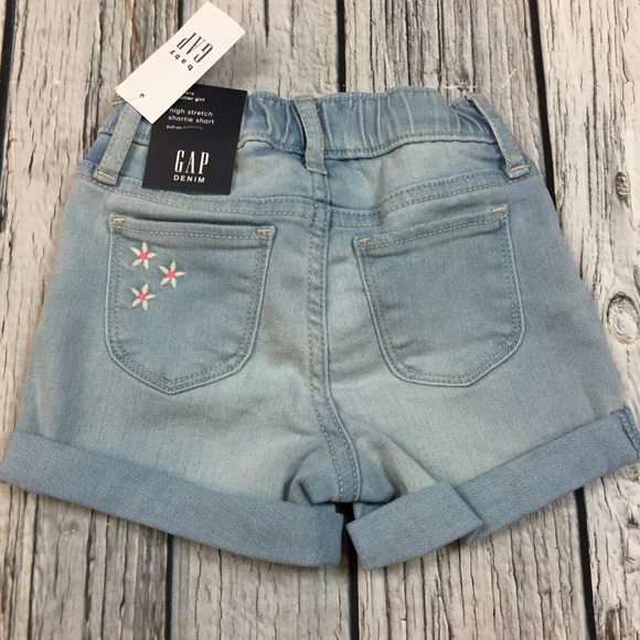 Gap Girls 18-24 2T 3T 4T 5T Bird Shirt & Flower Denim Shorts Outfit NWT - Picture 5 of 7